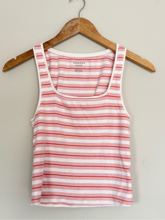 American Eagle Outfitters Tops - American Eagle Outfitters White and Pink Striped Ribbed Tank